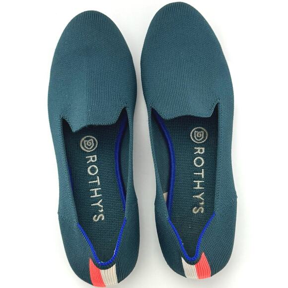 Rothy's The Almond Women’s Slip On Flats Loafers Size 7 Blue Sage Stripe Accent - Picture 5 of 9